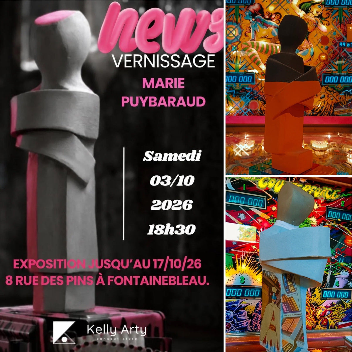 Invitation au vernissage de Marie Puybaraud à la galerie pop street art à fontainebleau