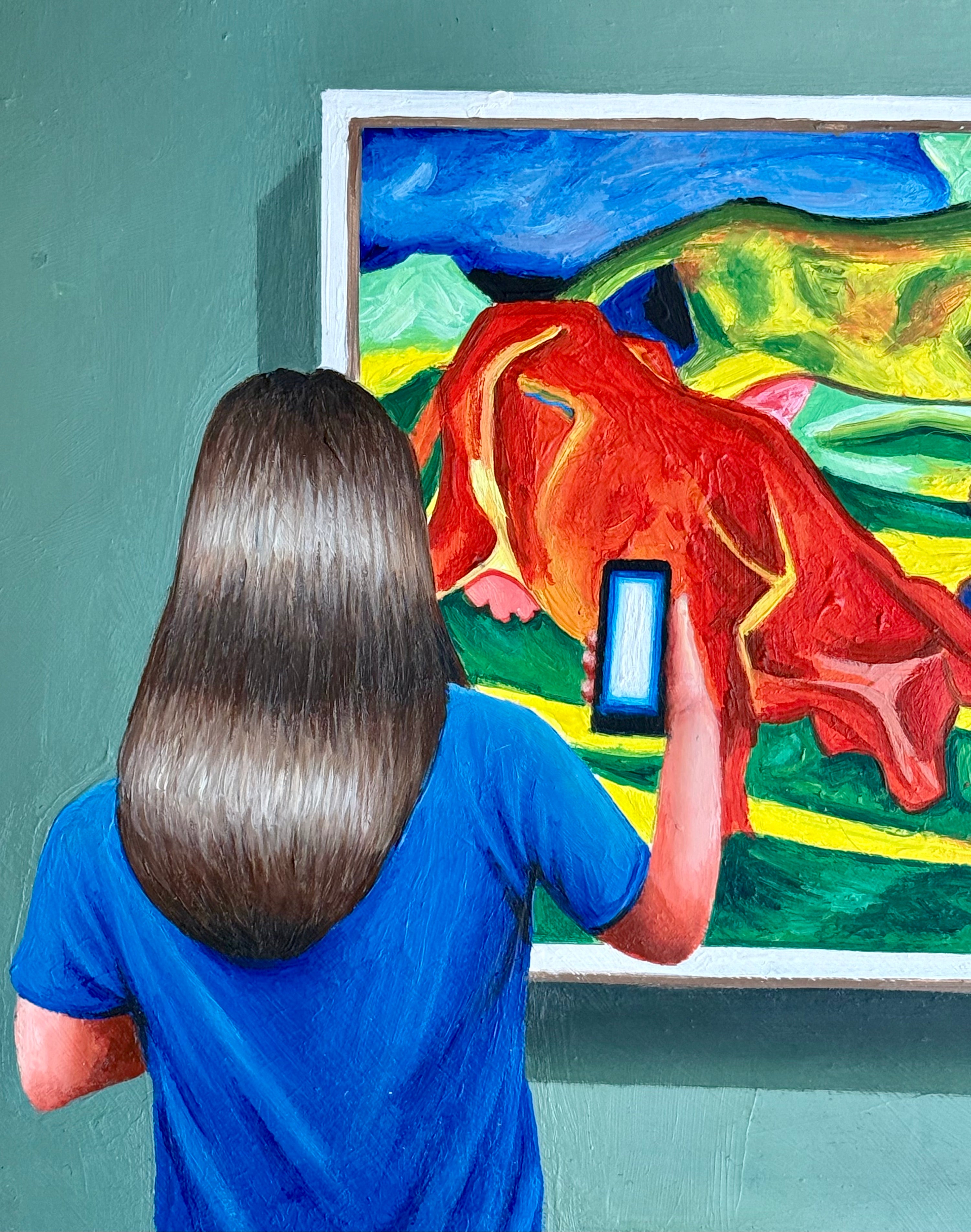 Gérard Boersma Une femme devant un tableau de Franz Marc