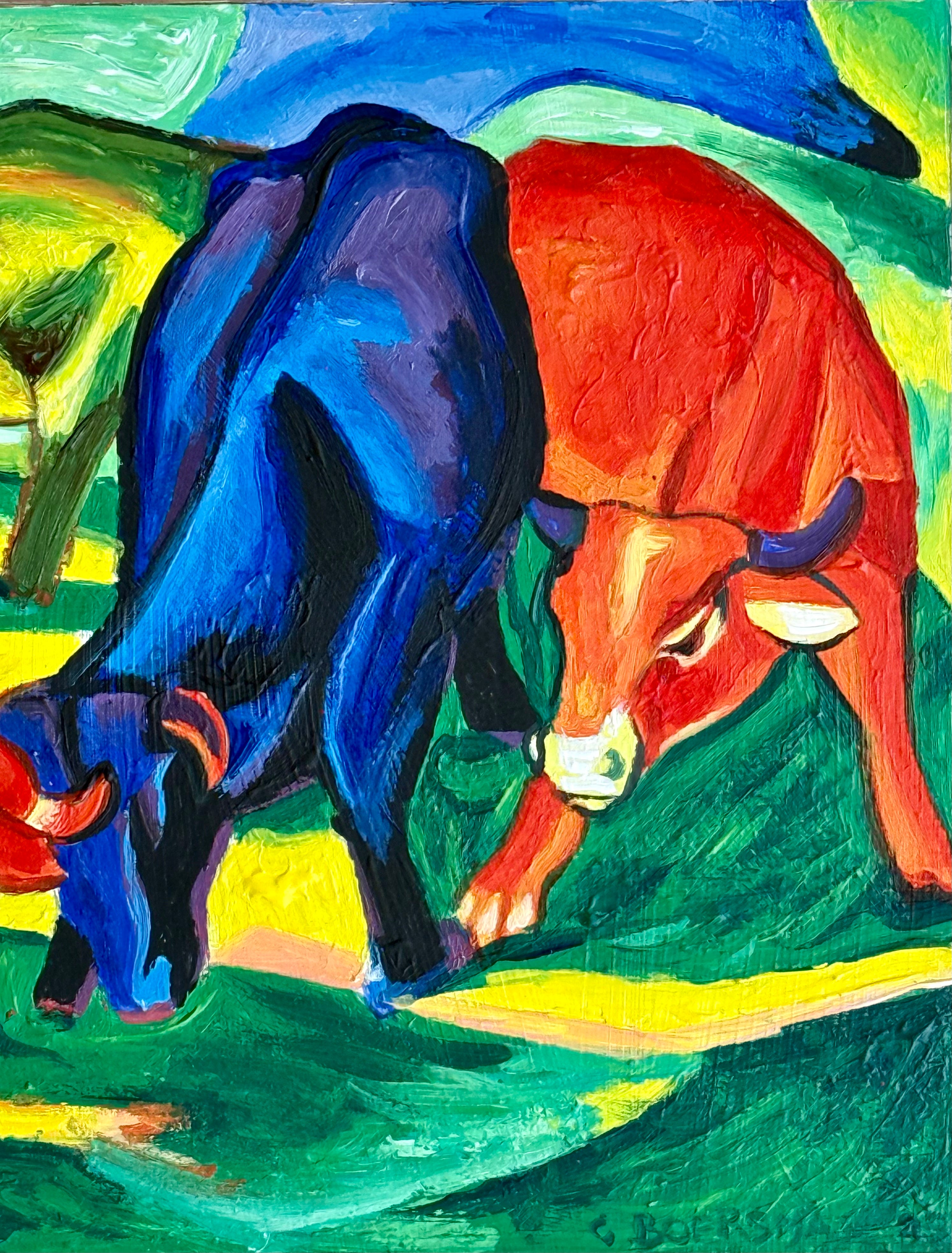 Gérard Boersma Une femme devant un tableau de Franz Marc