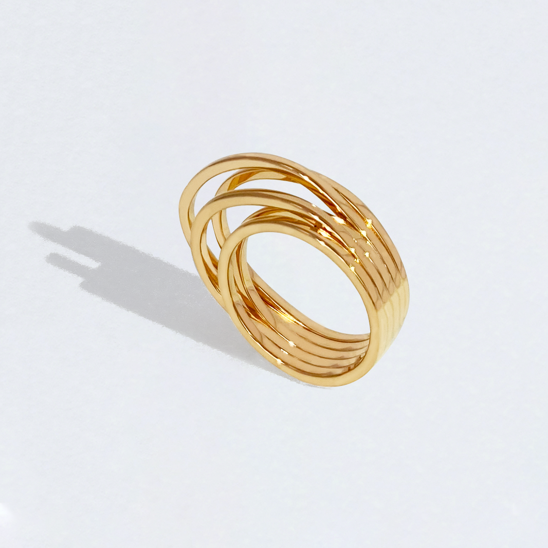 OKS - Bague ITO 5 anneaux Laiton Or Jaune