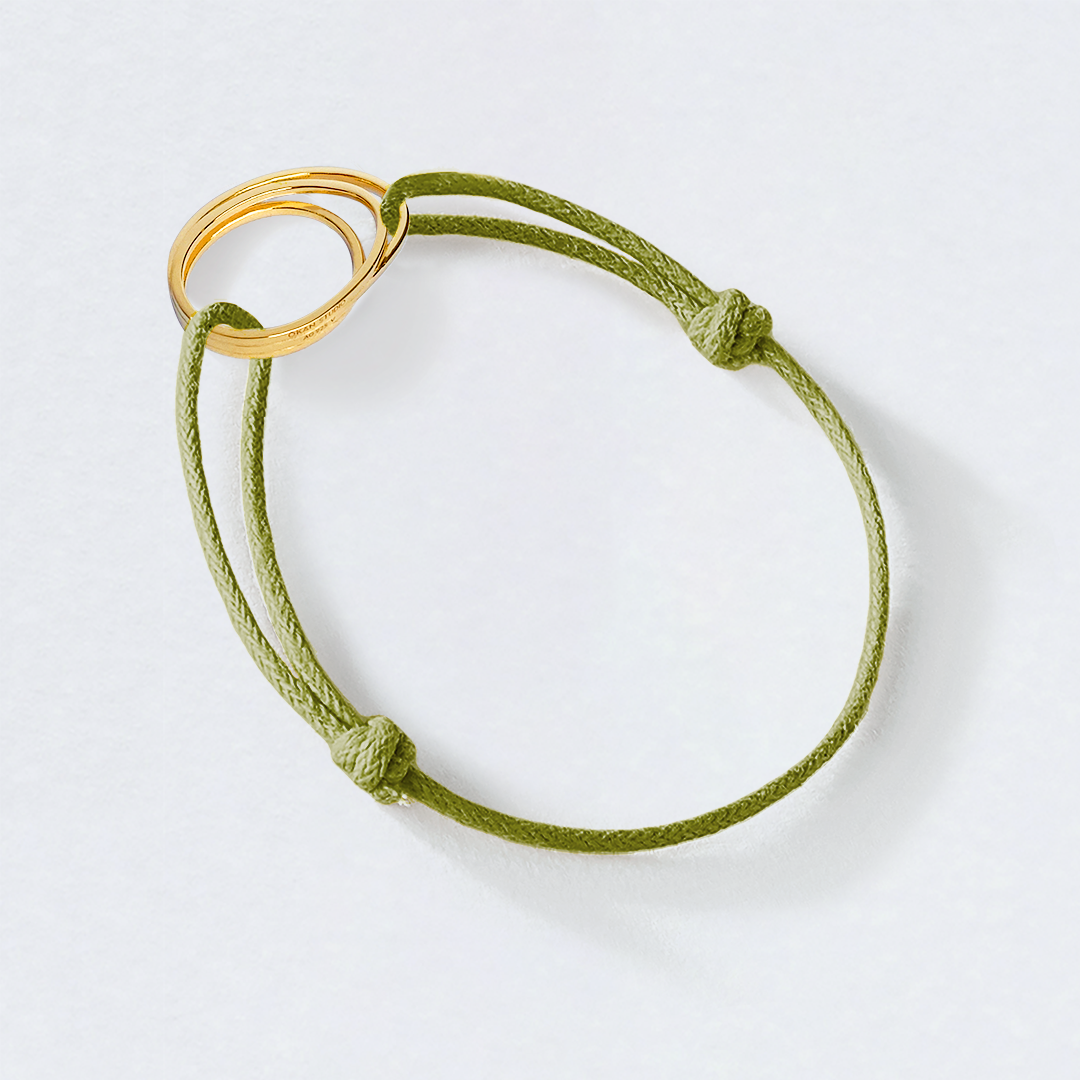 OKS - Bracelet Cordon ITO Laiton Or jaune et argent massif