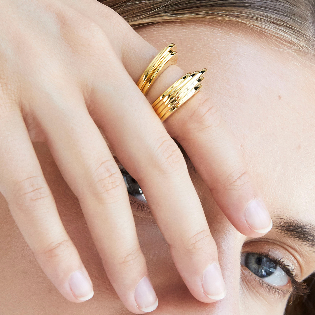 OKS - Bague Nami 3 anneaux Laiton Or Jaune ou Argent