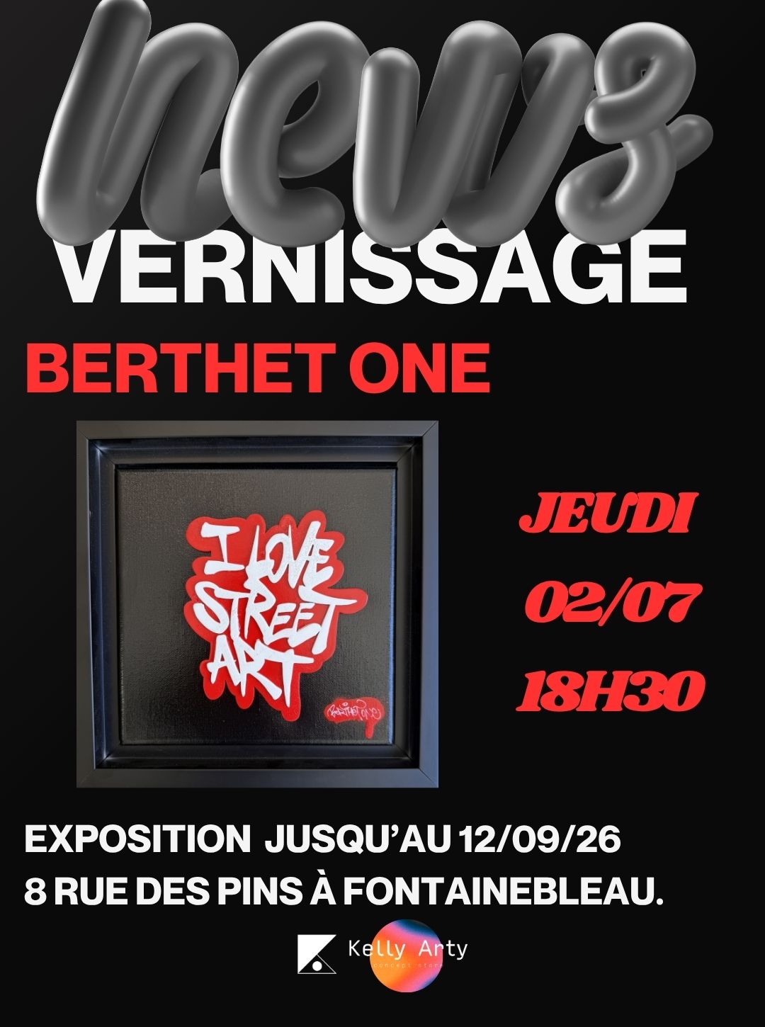 Invitation au vernissage de BERTHET ONE le 2 juillet 2026