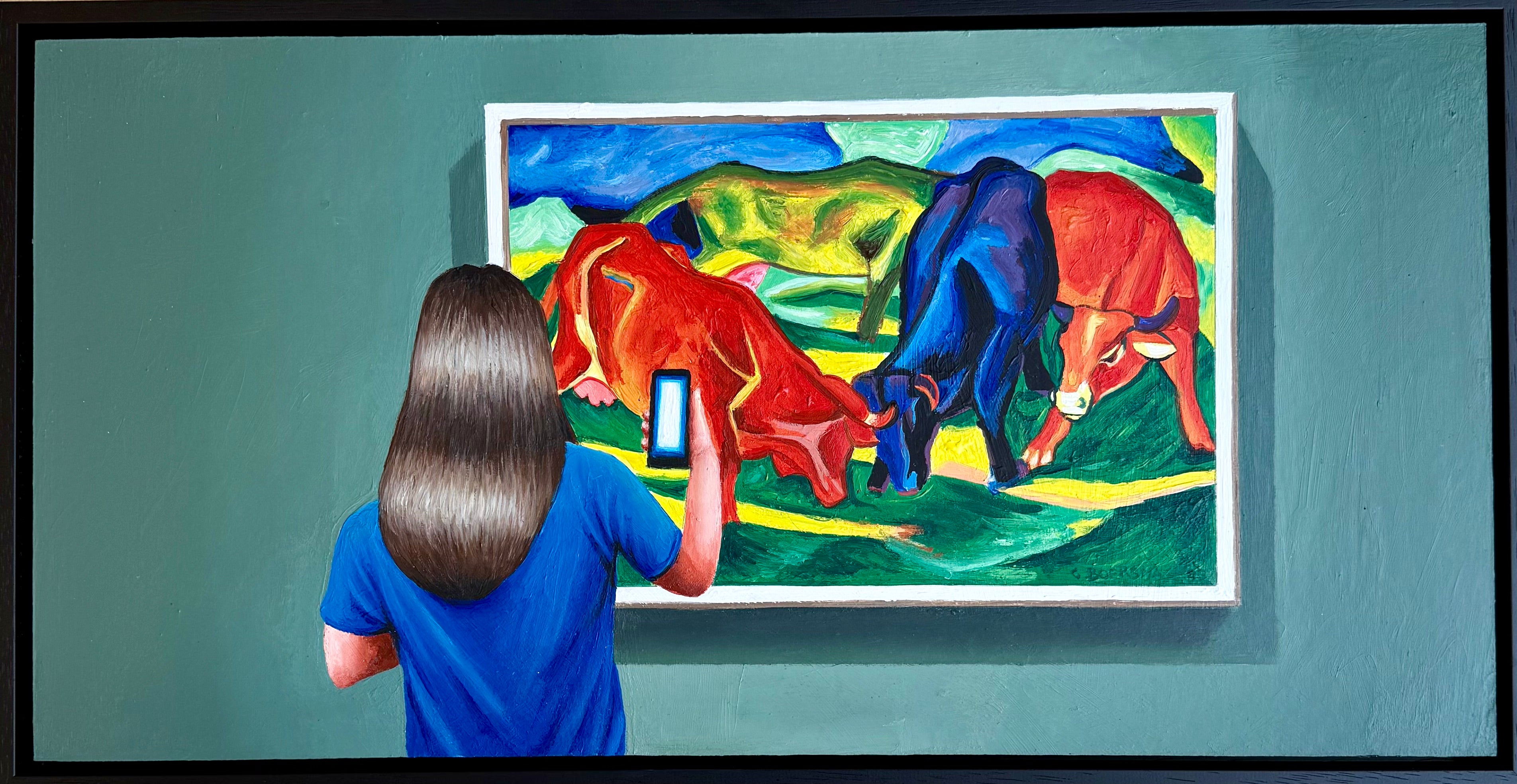 Gérard Boersma  Une femme devant un tableau de Franz Marc