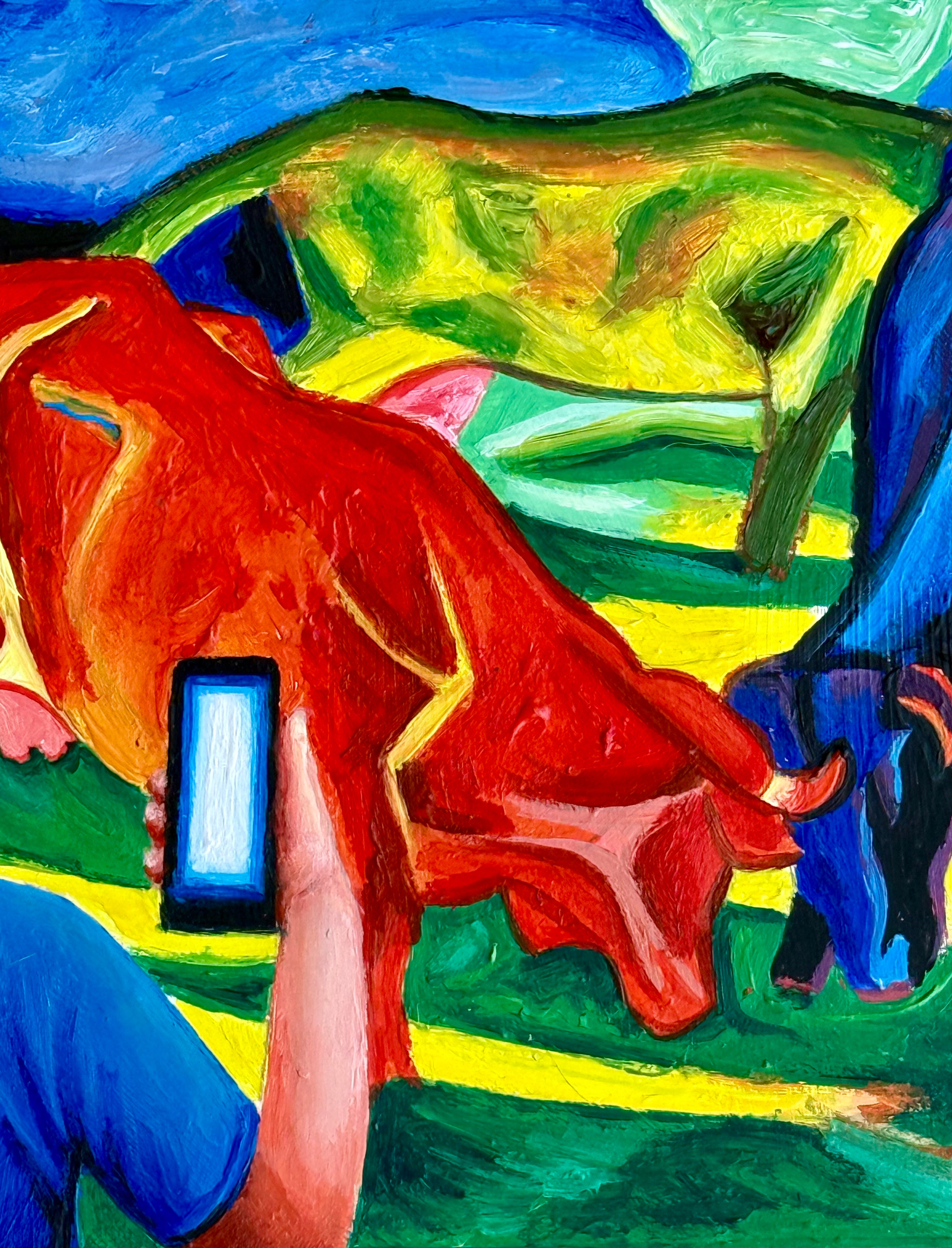 Gérard Boersma  Une femme devant un tableau de Franz Marc
