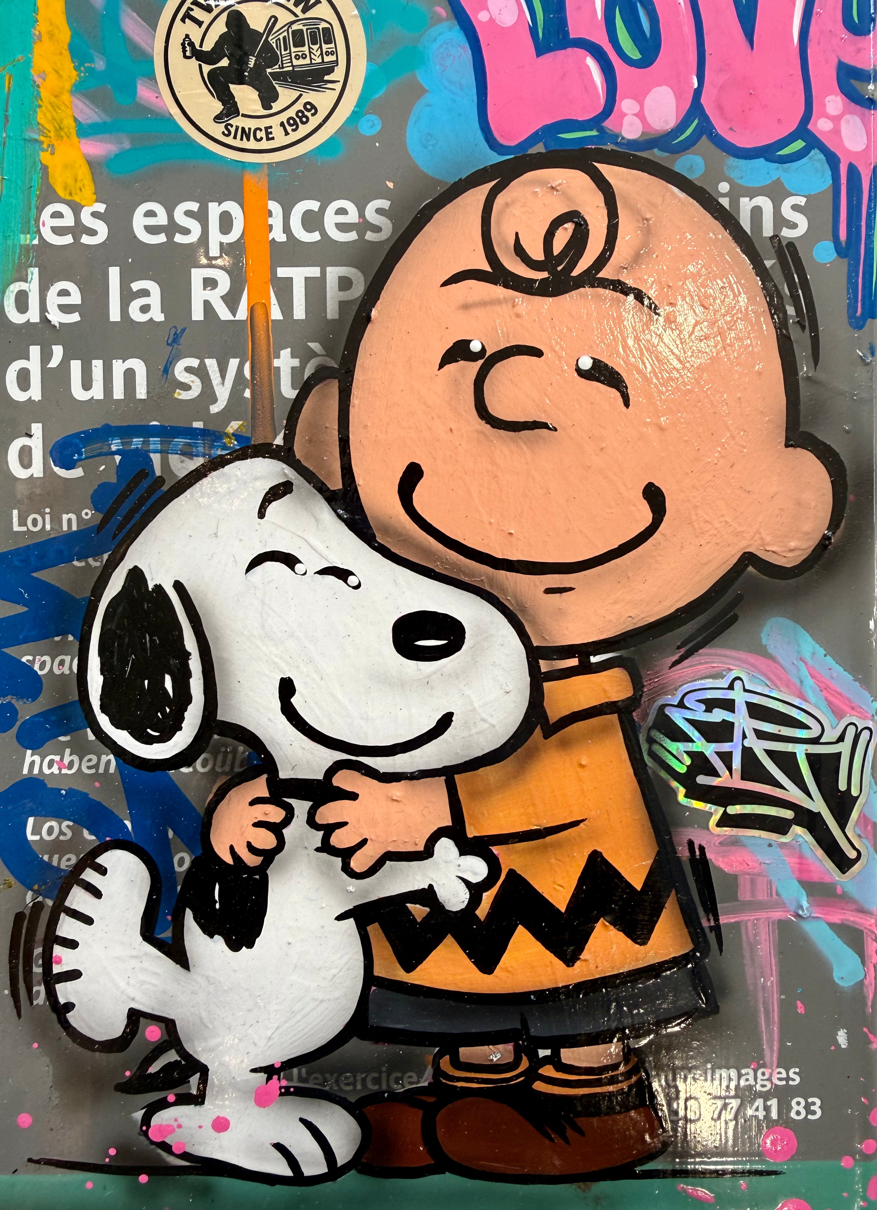 FAT Plaque de Métro Snoopy et Charly Brown